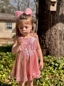 Pink Metallic Ruffle Dress
