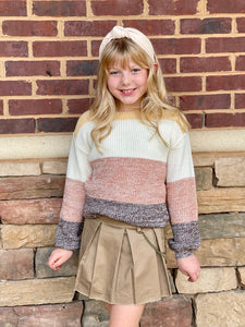 Tractr Brown Pleated Denim Skirt