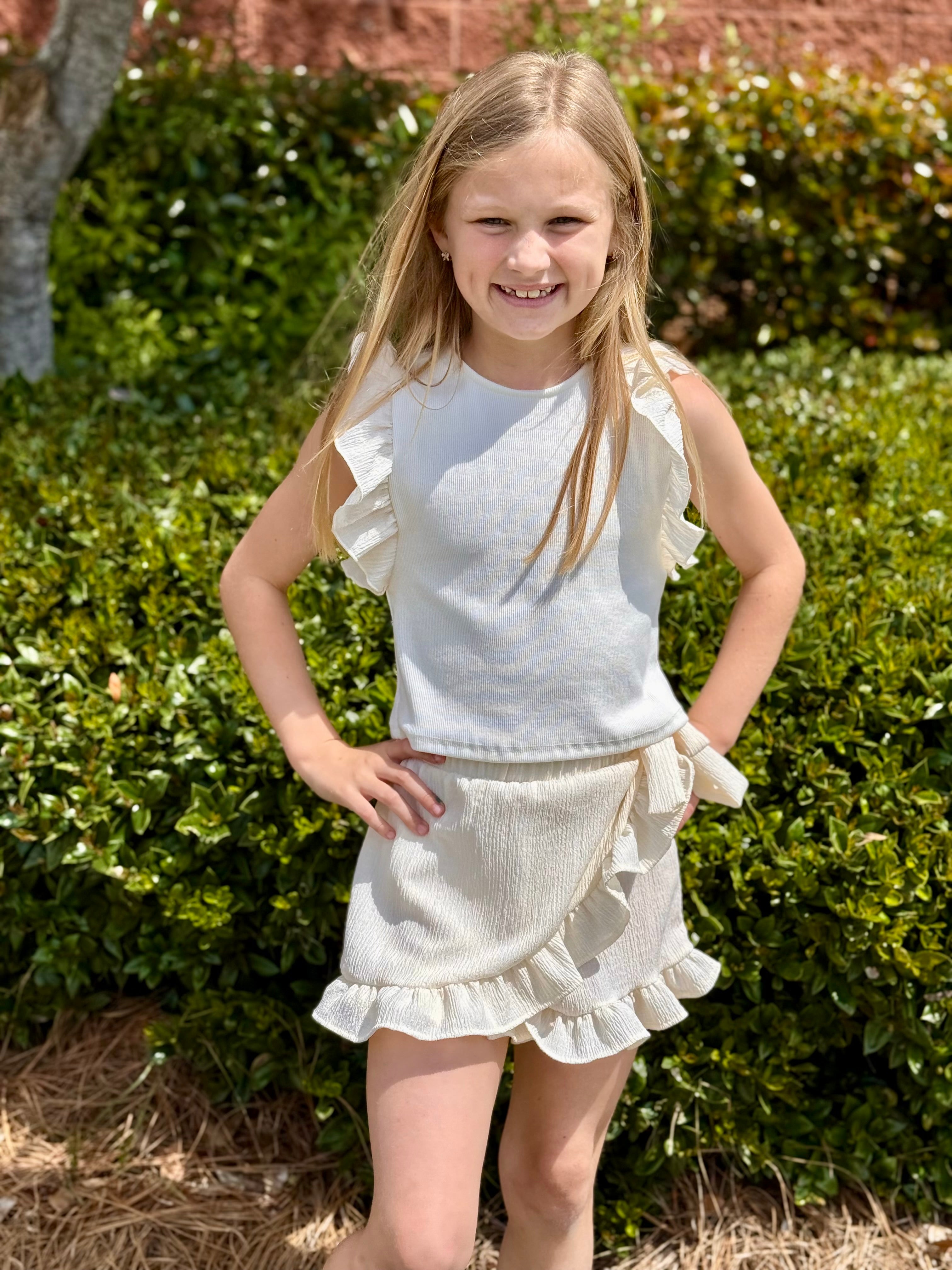 Cream Ruffled Skort