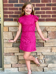 Miss Behave Daina Fuchsia Flower Lace Set