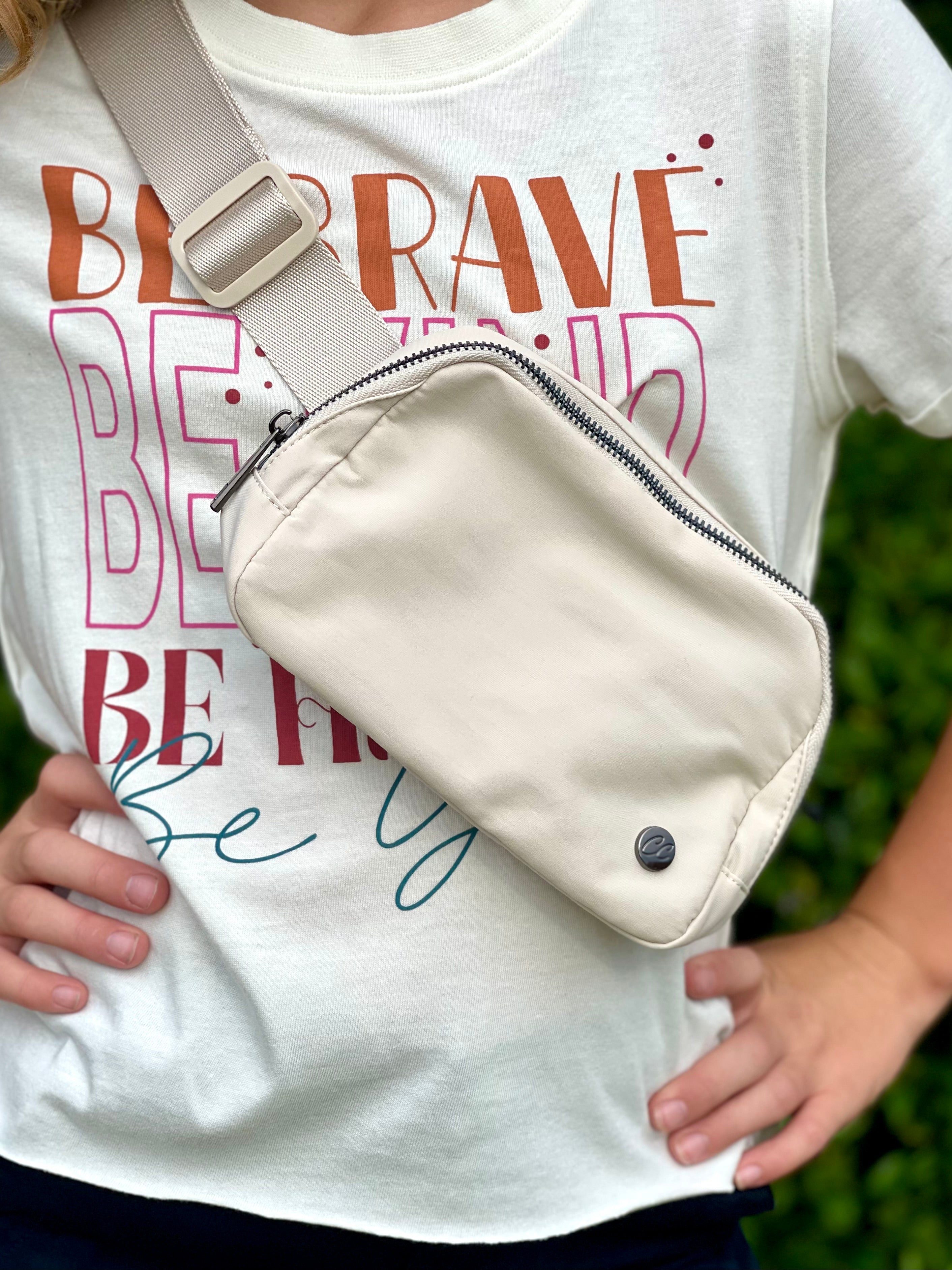 Beige Nylon LuLa Sling Belt Bag