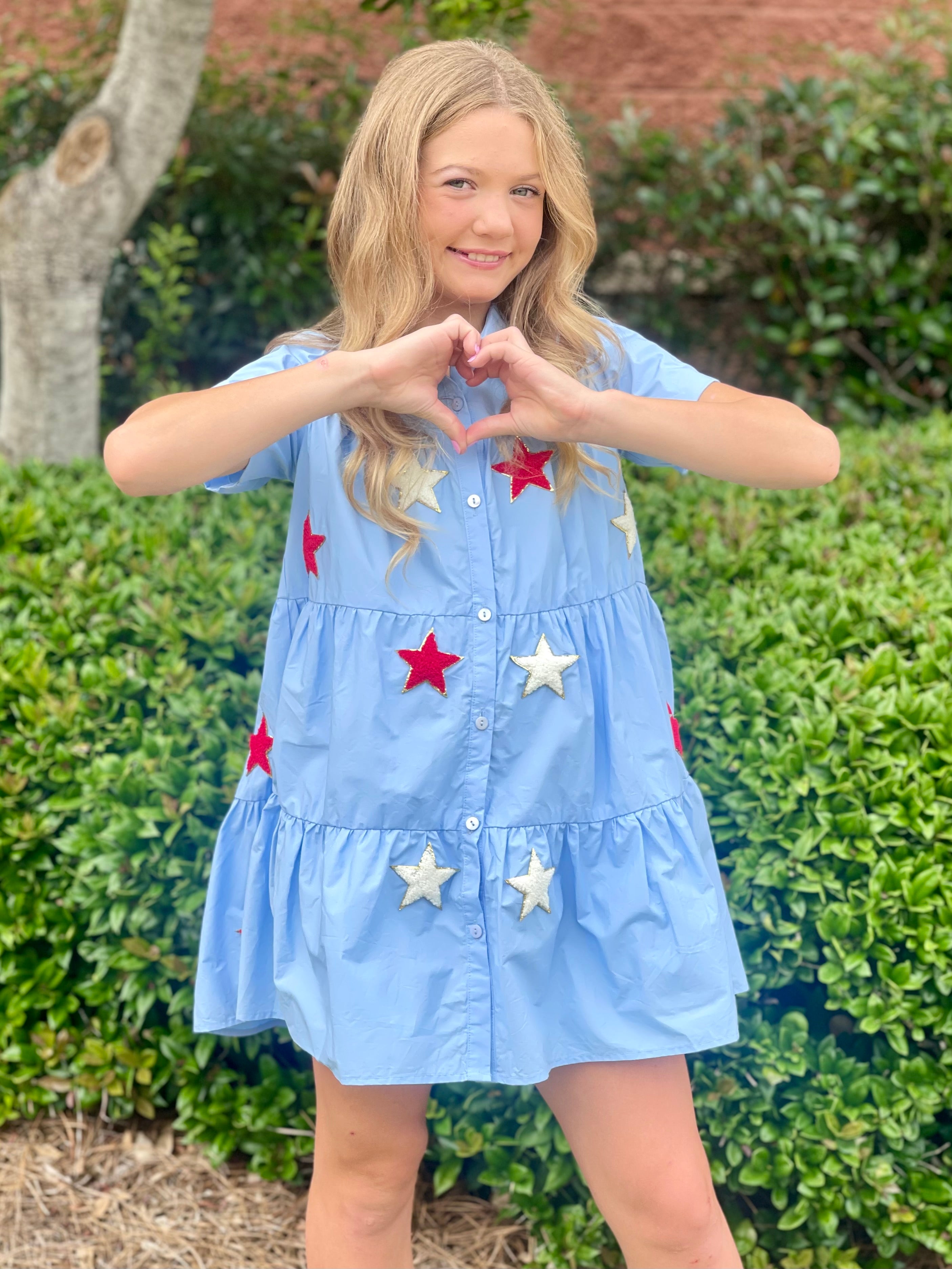 Belle Cher Light Blue Chenille Star Dress