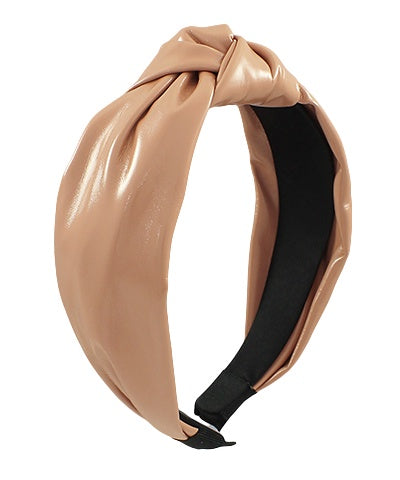Beige Patent Leather Headband