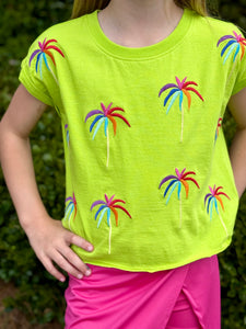 Palm Tree Embroidery Top