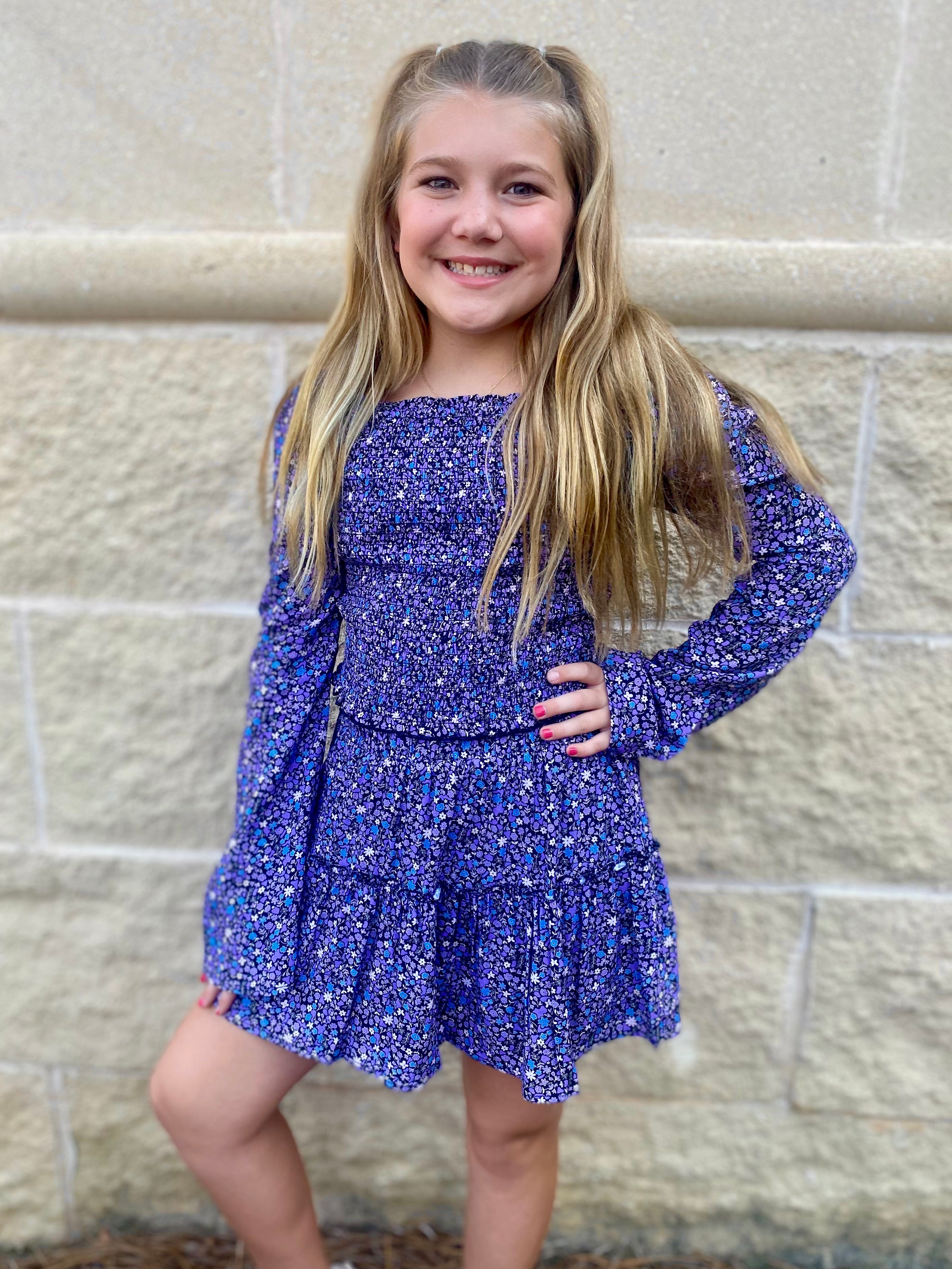 Royal Blue Floral Smocked Top