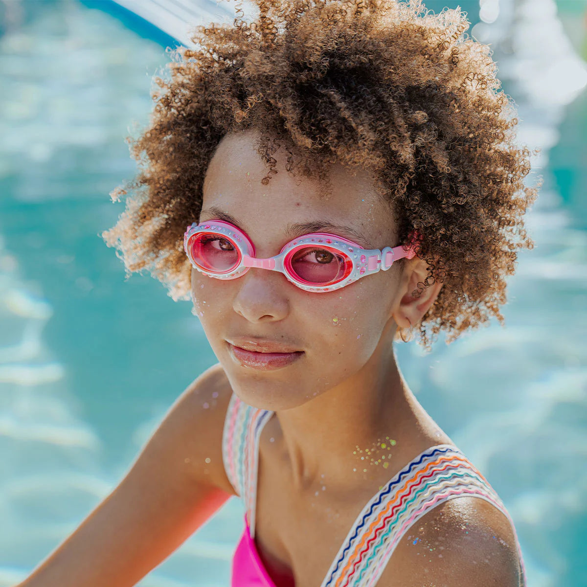 Pearl White Bow Swim Goggles