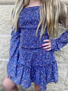 Royal Blue Floral Smocked Top