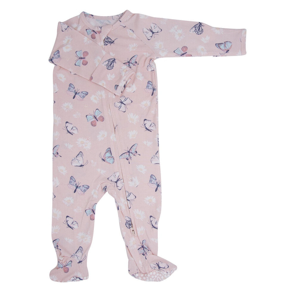Sweet Bamboo Pink Butterfly Footie