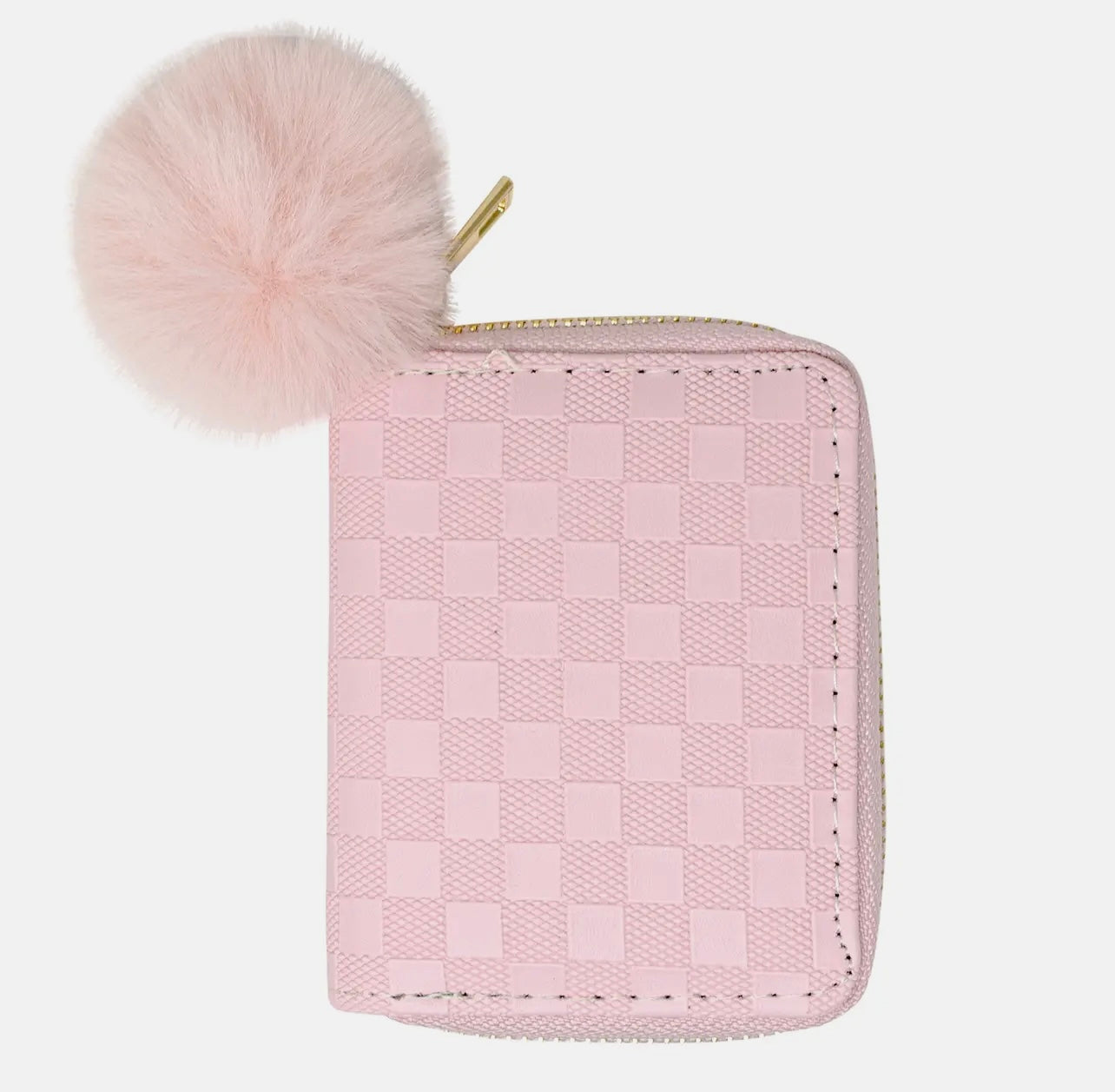 Pink Checker Canvas Wallet
