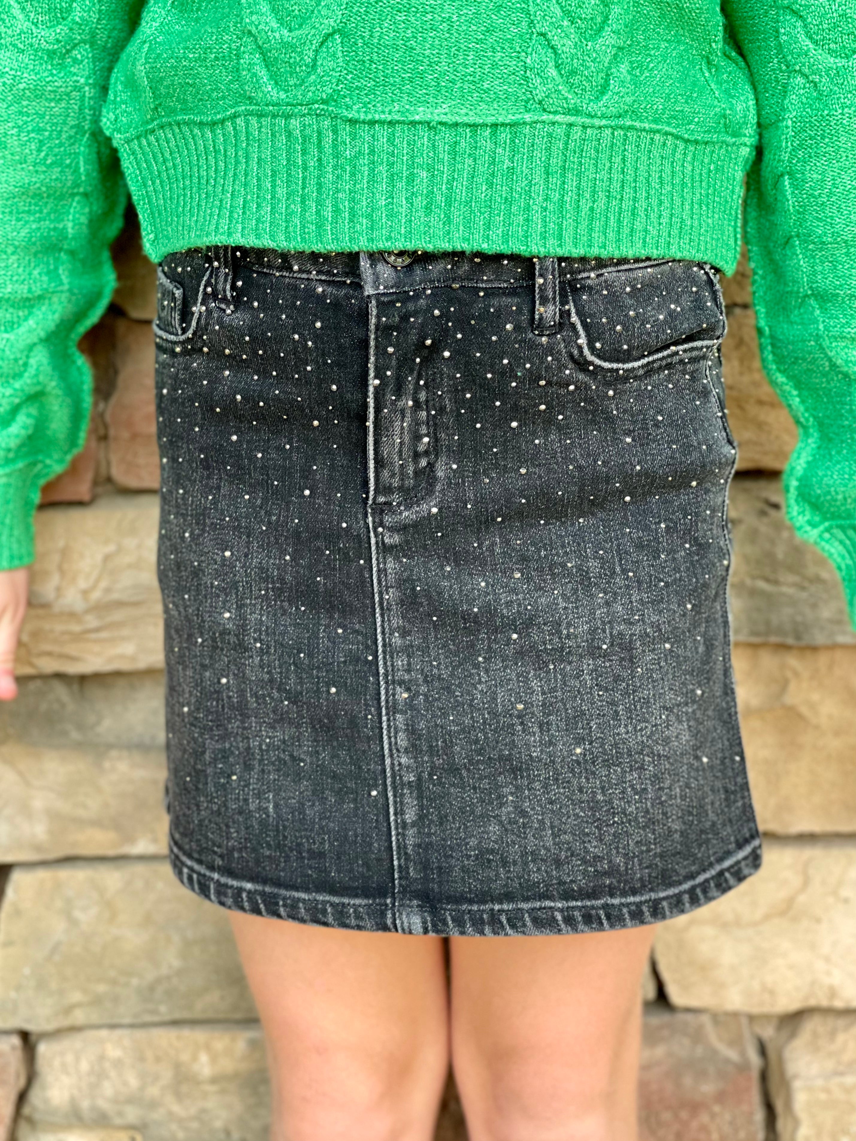 Tractr Lisa Black Ombre Studs Skirt