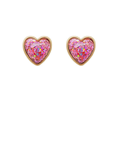 Glitter Heart Stud Earrings