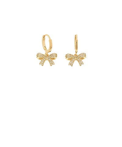 Pave Bow Dangle Hoops