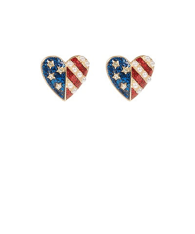 USA Heart Earrings