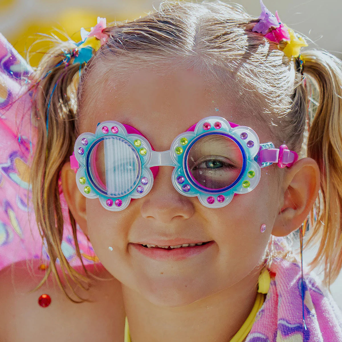 Blossom Blue Petal Flower Swim Goggles