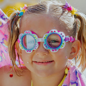 Blossom Blue Petal Flower Swim Goggles
