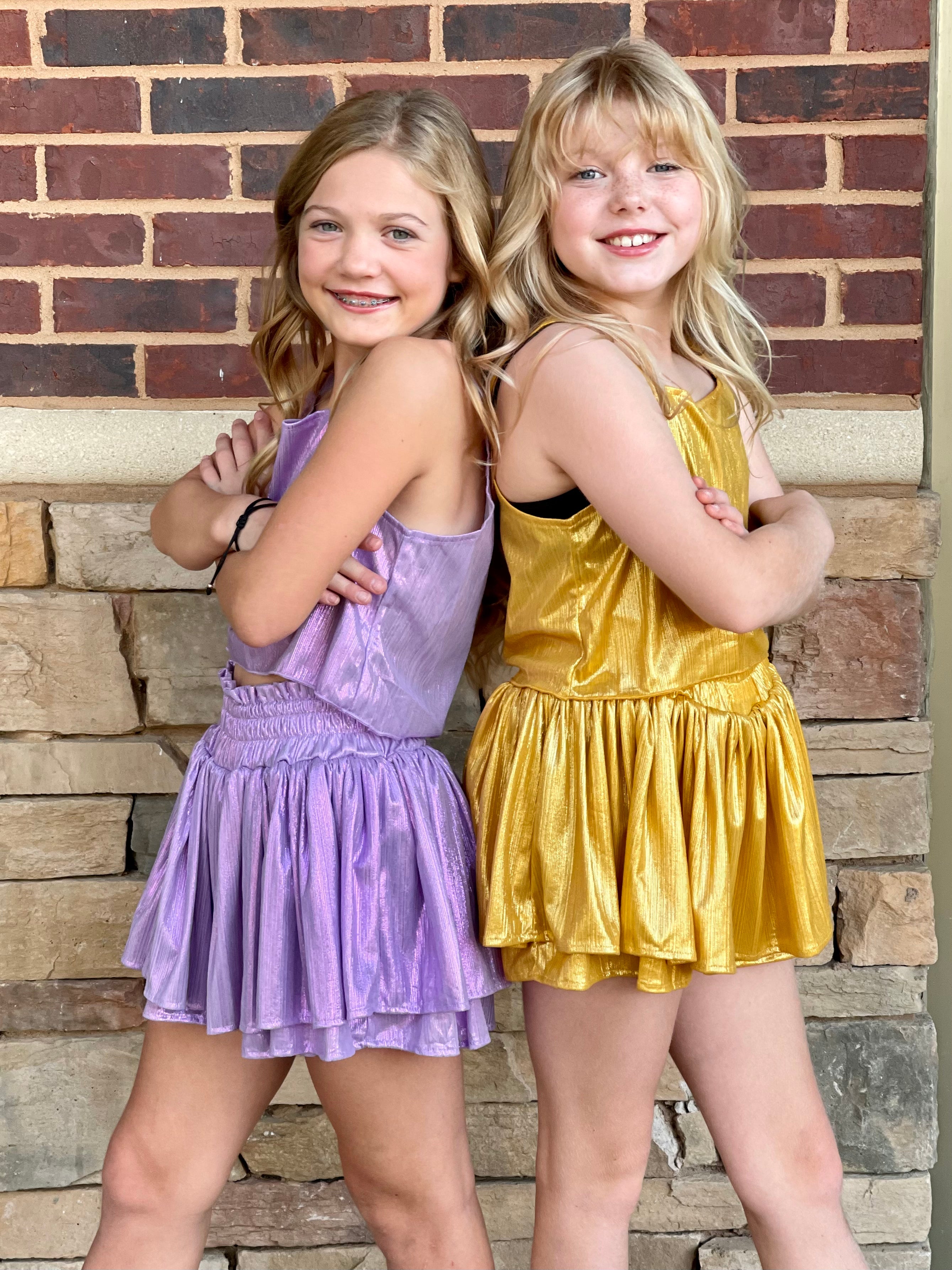 Plisse Purple Top & Skort Set