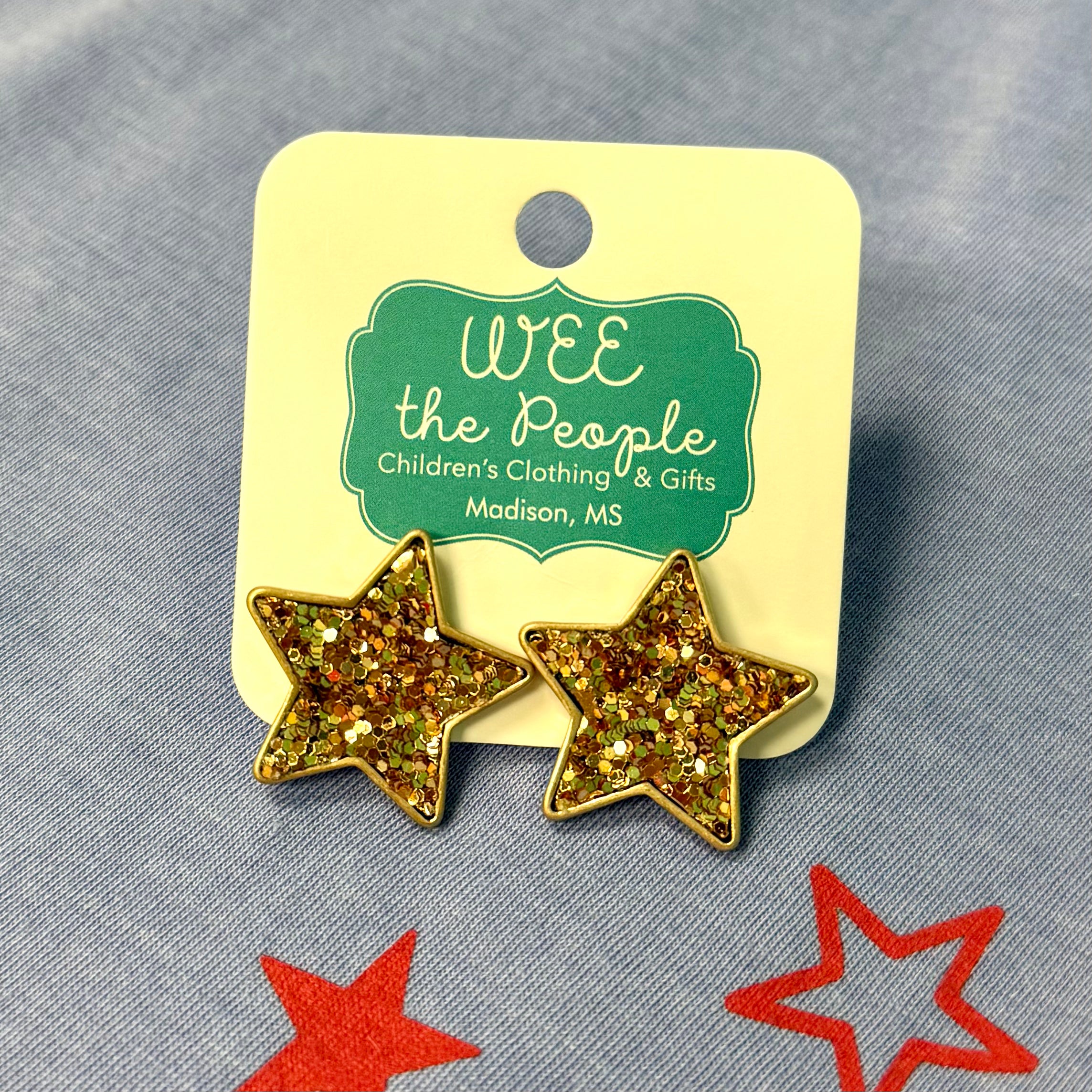 USA Glitter Star Studs