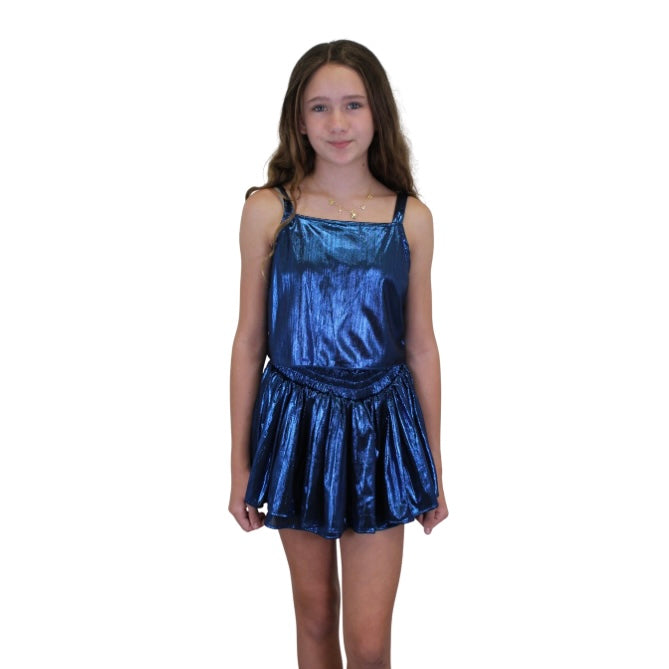 Plisse Blue Top & Skort Set