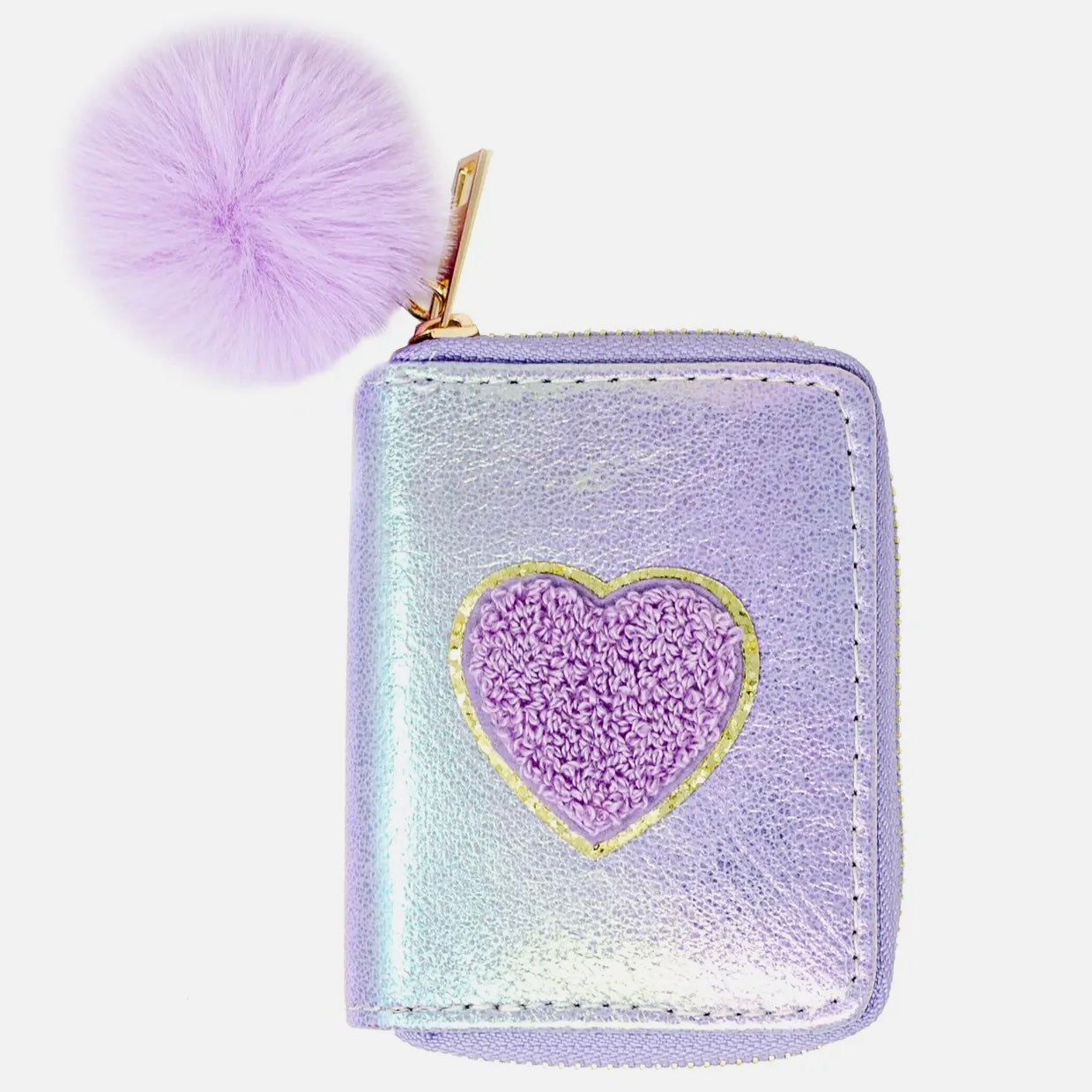 Purple Shiny Heart Patch Wallet