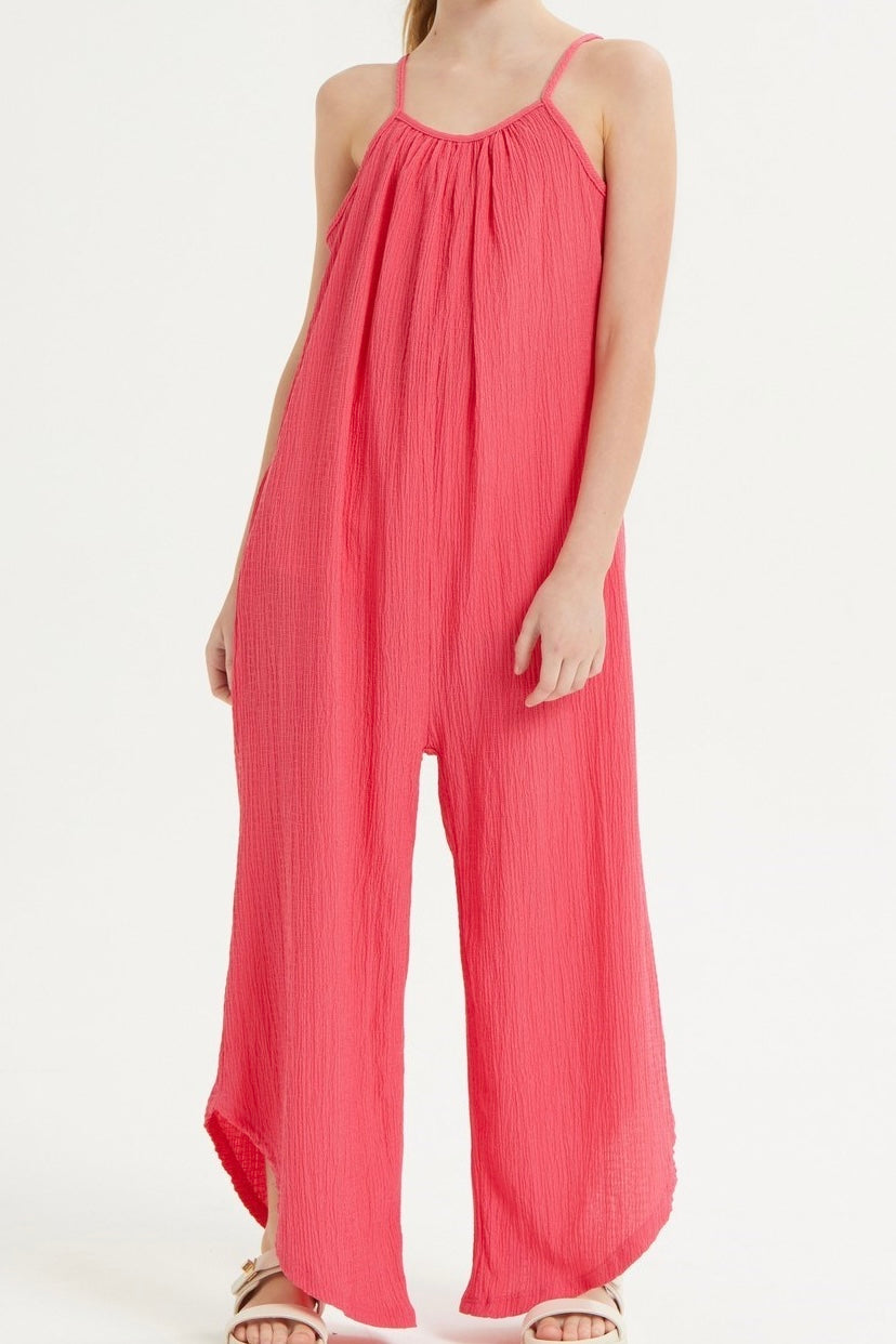 Hot Pink Overall Jumpsuit