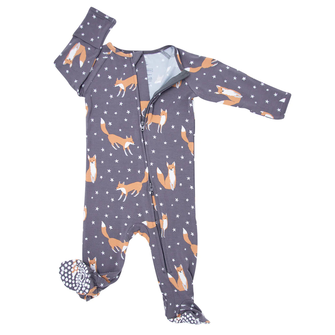 Sweet Bamboo Night Foxes Footie