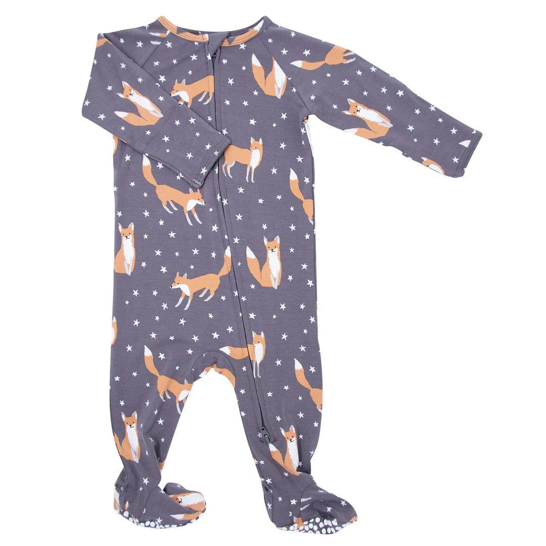 Sweet Bamboo Night Foxes Footie