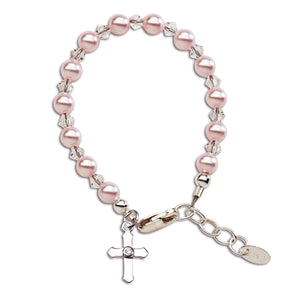 Bella Pearl & Pink Cross Bracelet