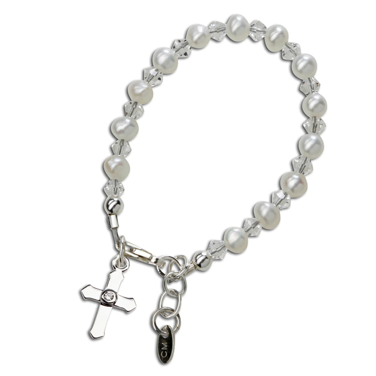Grace Pearl & Crystals Cross Bracelet