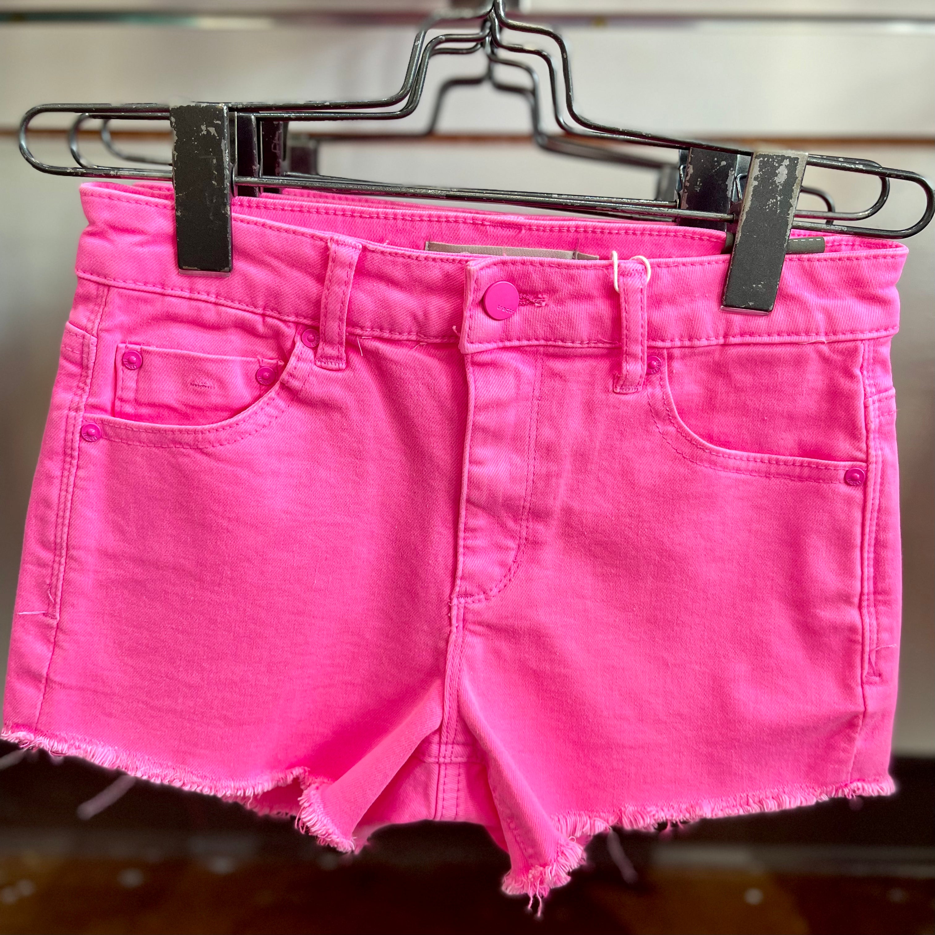 Tractr Brittany Neon Pink Denim Shorts