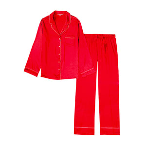 Red Silky Satin Pajama Set - Kids