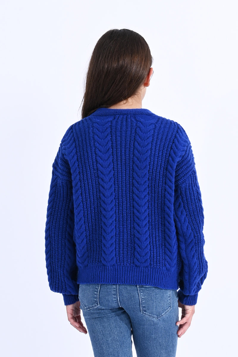 Molly Cobalt Blue Twisted Cardigan