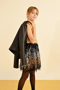 Black Sequin & Tulle Skirt