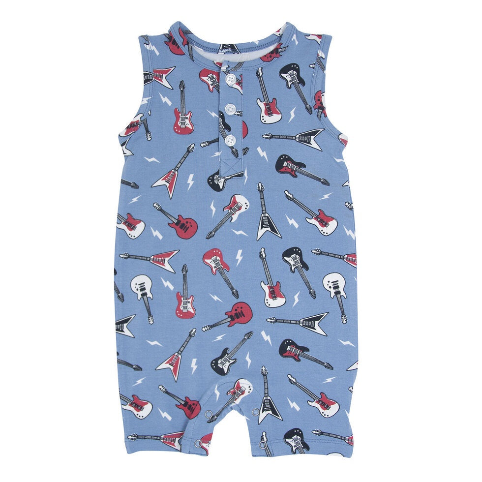 Sweet Bamboo Rock N Roll Blue Tank Romper