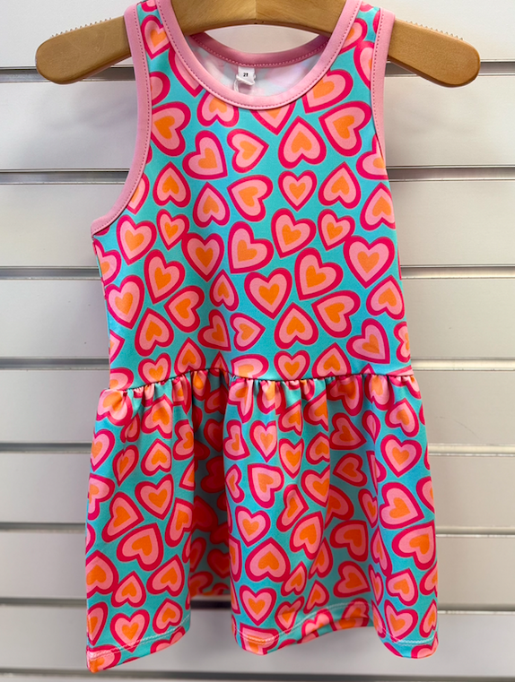 Honesty Pink & Turq Hearts Tennis Dress