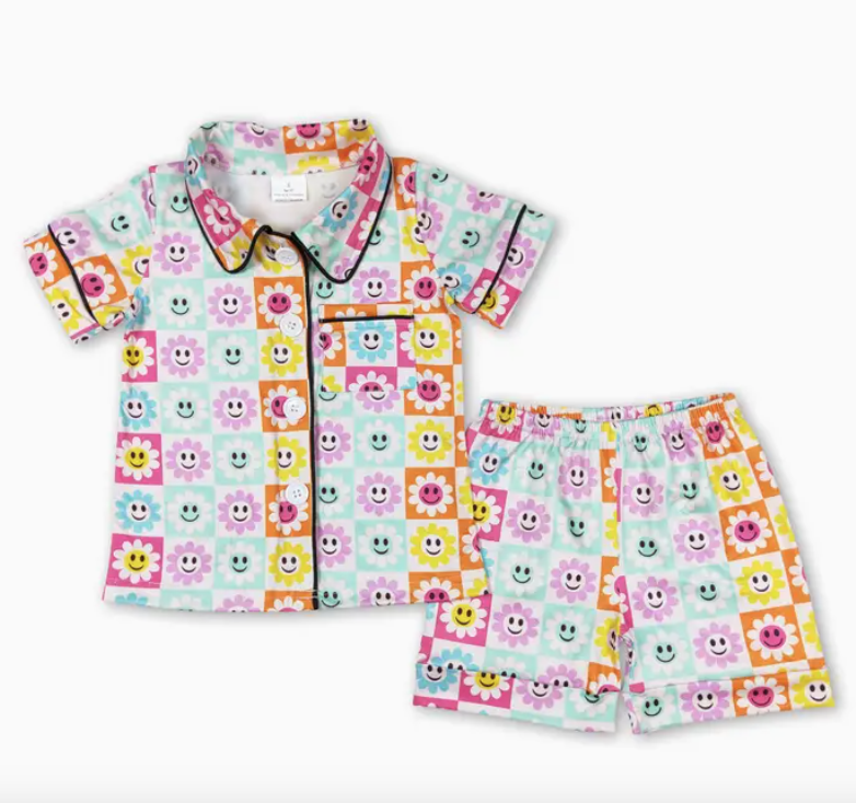Smile Flower Short Pajama Set