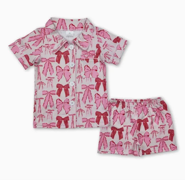 Pink & Red Bows Short Pajama Set