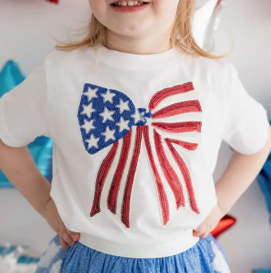 Patriotic Sequin Bow T-Shirt