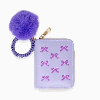 Purple Bows & Pom Wallet
