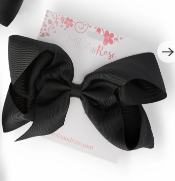 6” Black Medium Grosgrain Bow