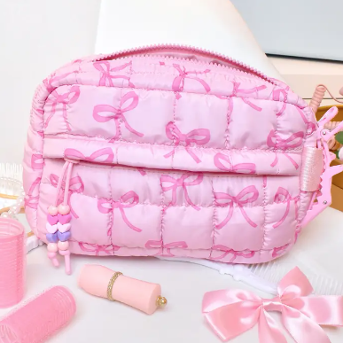 Quilted Bows Printed Pouch