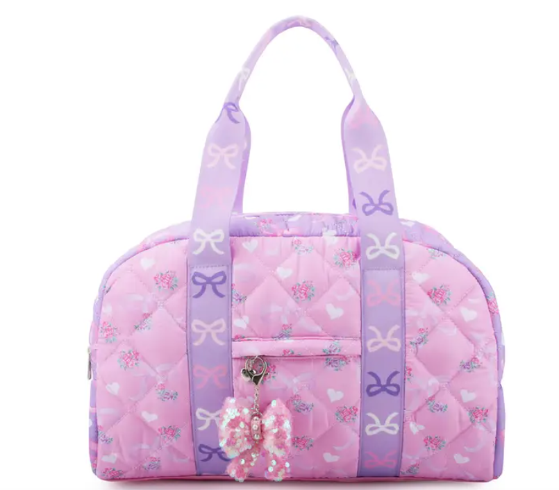 Quilted Ditsy Bow Print Medium Duffle Bag