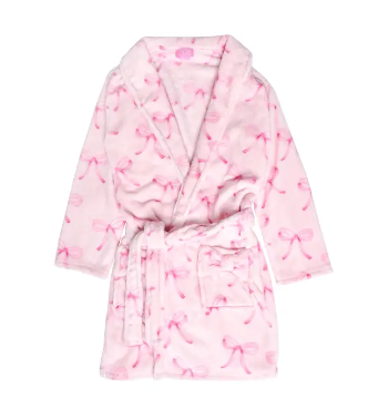 Bow Print Fleece Bath Robe