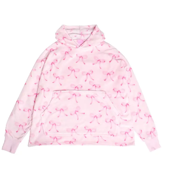 Bow Print Oversized Blanket Hoodie