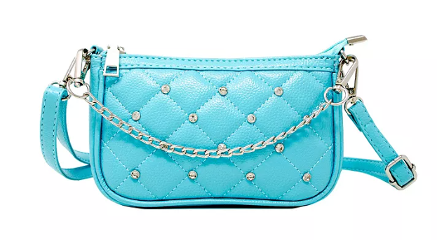 Teal Quilted Leather Stud Purse