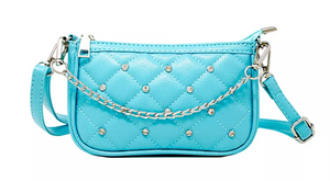 Teal Quilted Leather Stud Purse