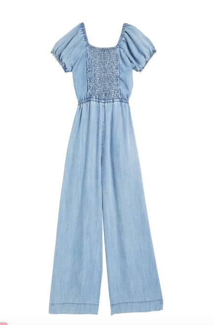 Tractr Chambray Wide Leg Jumpsuit