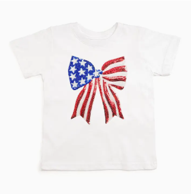 Patriotic Sequin Bow T-Shirt