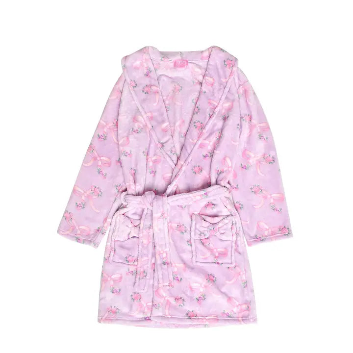Floral Bow Fleece Bath Robe