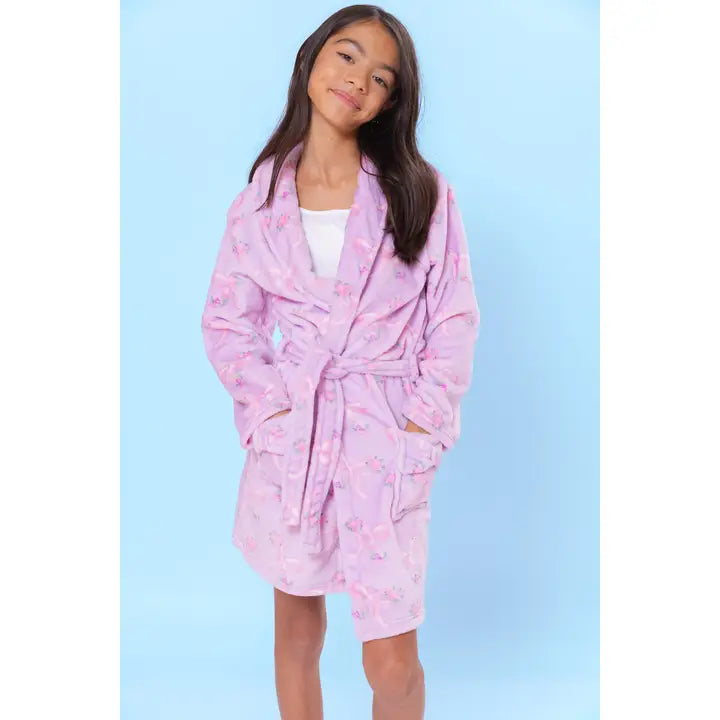 Floral Bow Fleece Bath Robe