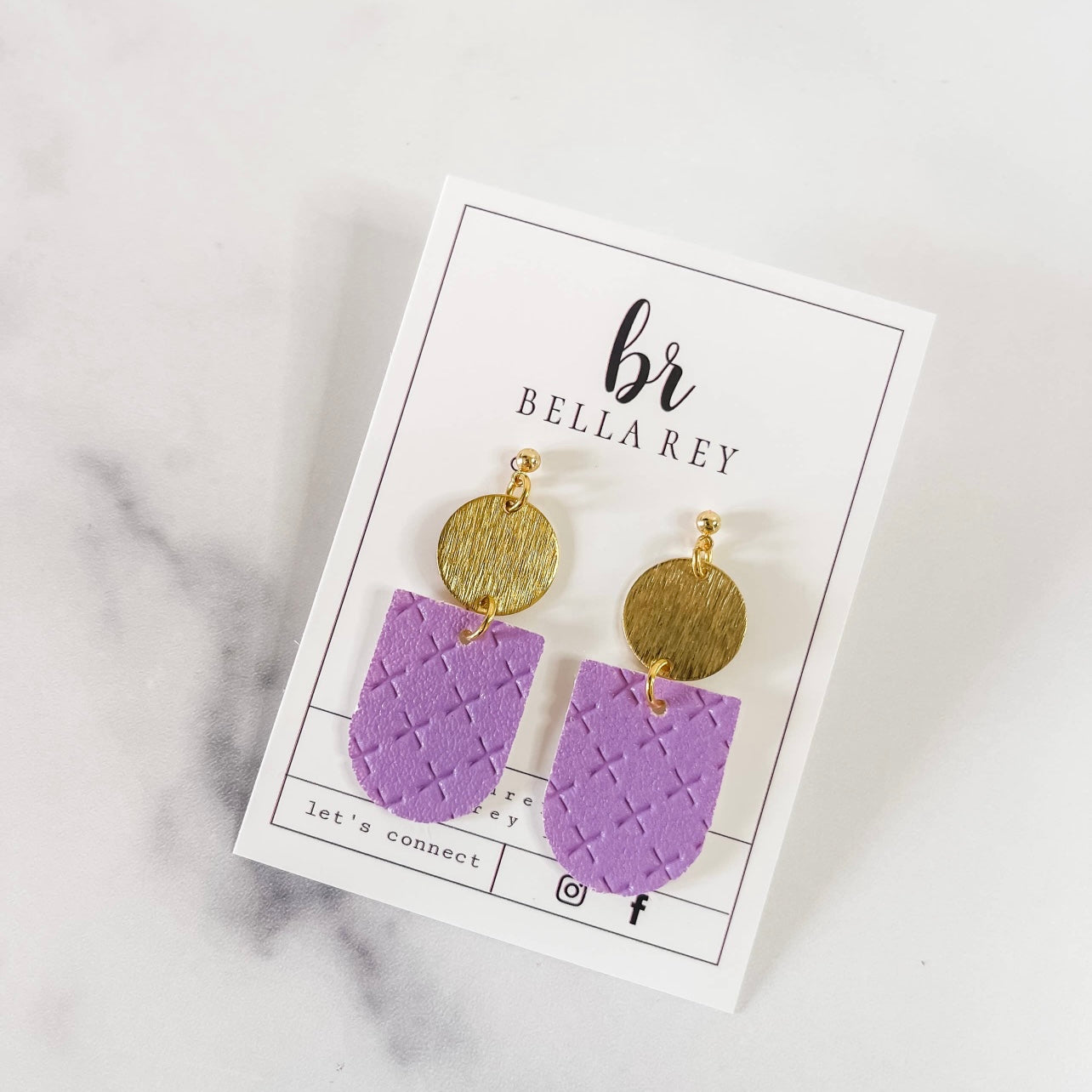 Hadley Mint Purple Leather Earrings